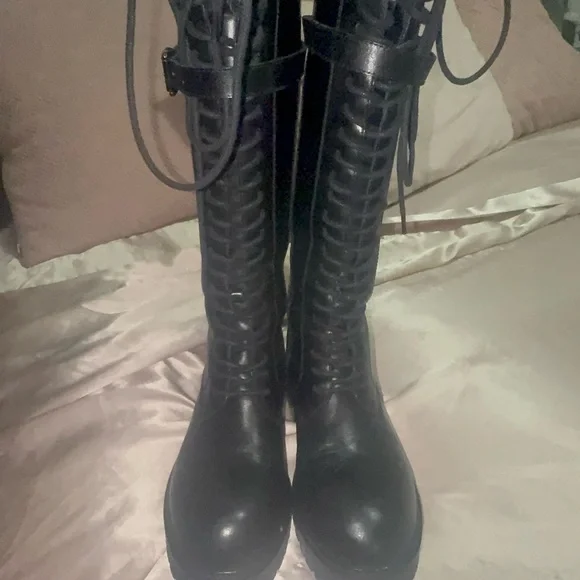 Ann Demeulemeester Danny Black Leather Lace-Up Combat Boots-37 - Picture 4 of 13